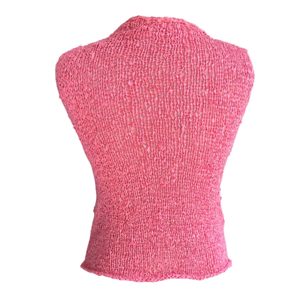 Vintage Mary Jane Marcasiano Silk Ribbon‎ Knit Tank Top Small Pink Mock 90s Y2K - Picture 3 of 7